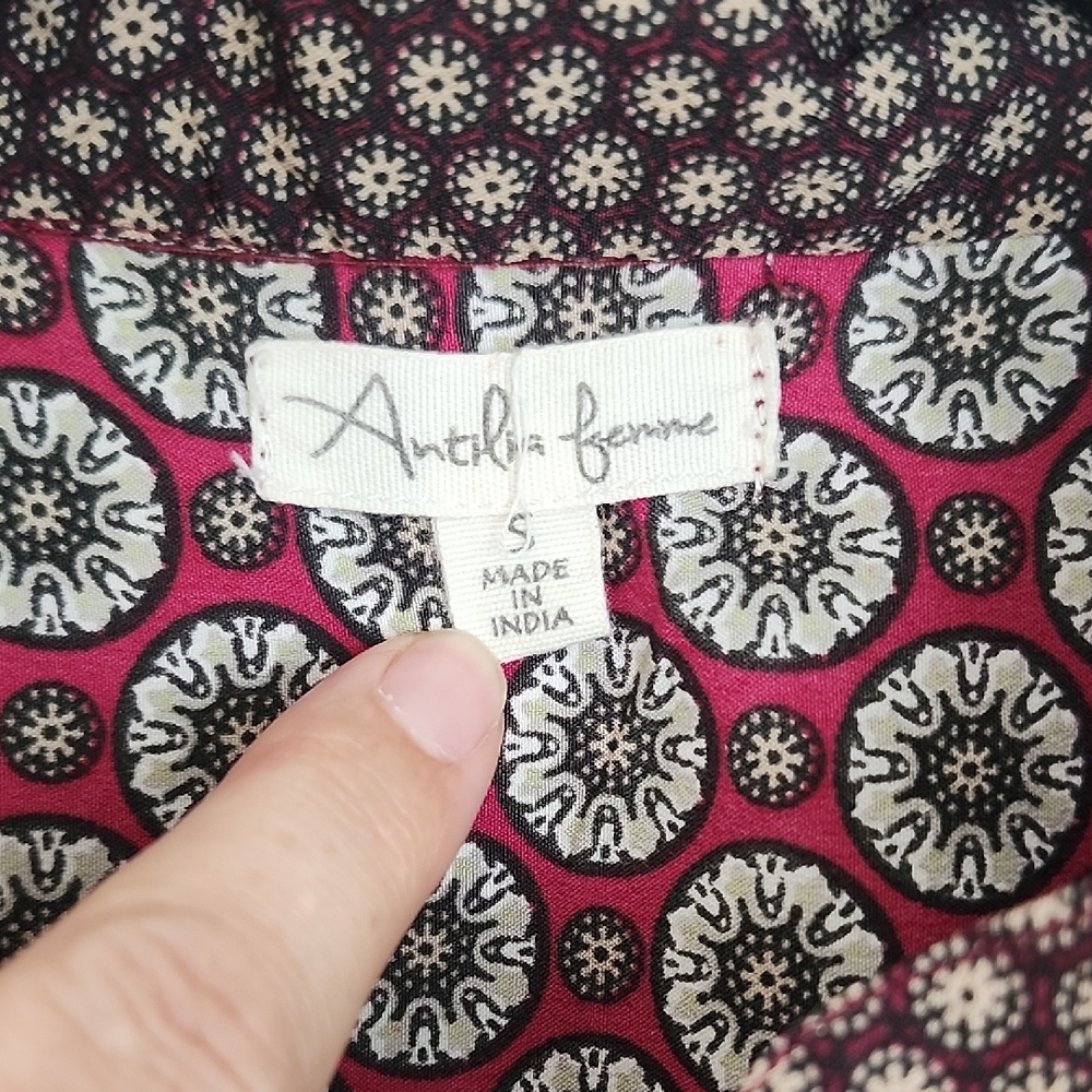 Antilia Femme Tunic Blouse Geometric Mandala Print 3/4 Tab Sleeves Woman Small - Picture 4 of 8